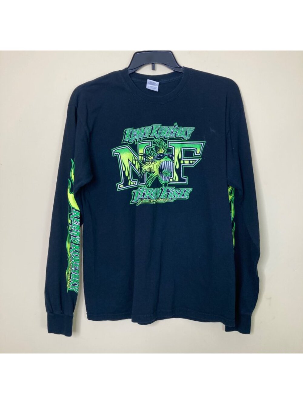 Kenny Koretsky Black Green NITRO FISH LONG SLEEVE SHIRT Drag Racing Flaw Large
